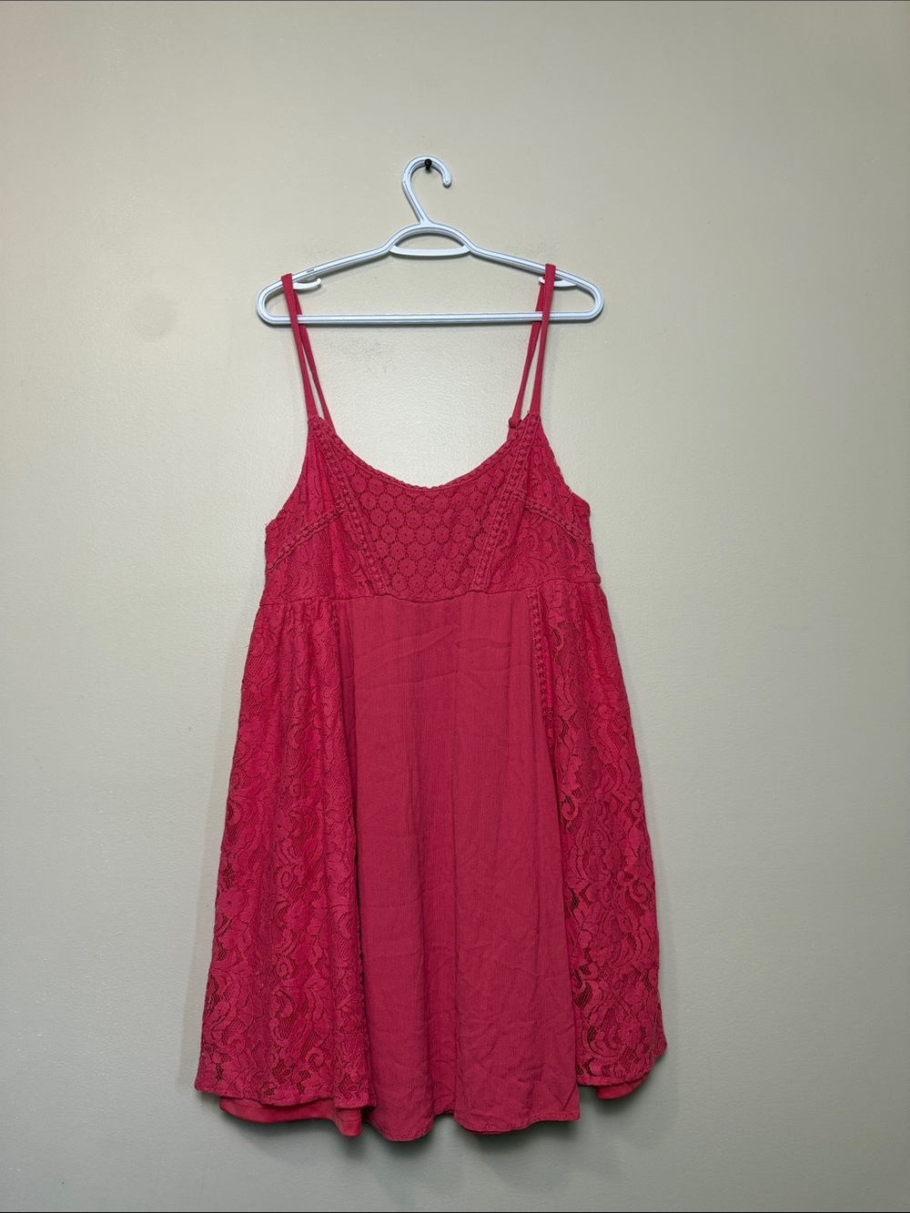 torrid Hot Pink Lace-Panel Midi Chemise Dress size 1
